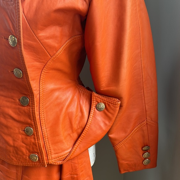 Vintage Sema burnt orange leather suit size 40 - Picture 3 of 16
